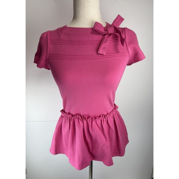 Red Valentino Pink Peplum Bow Detail Stretch Blouse Top Sz: Small - Picture 1 of 8